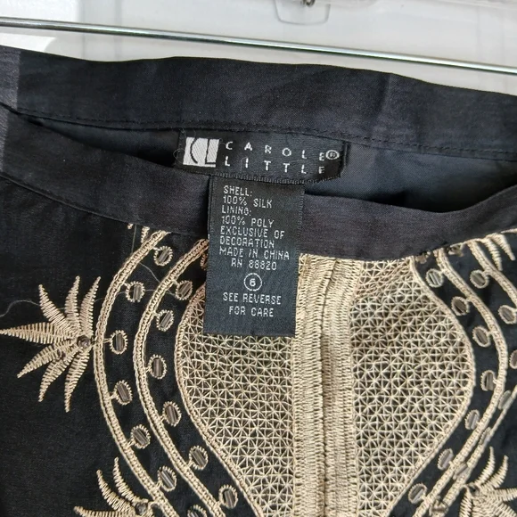Carole Little 100% silk skirt Black & Gold beads with embroidery Size 6 EUC - Picture 4 of 9